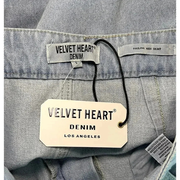 NWT Velvet Heart Women’s Paulina Denim Midi Skirt Light Blue Wash Size Large - Picture 6 of 6